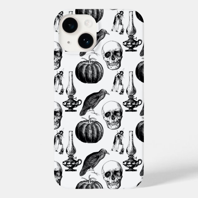 Capa de telefone Vintage Skull & Witch (Verso)