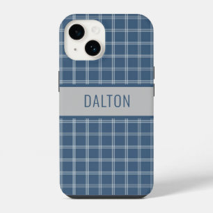 Capa de telefone xadrez azul personalizada