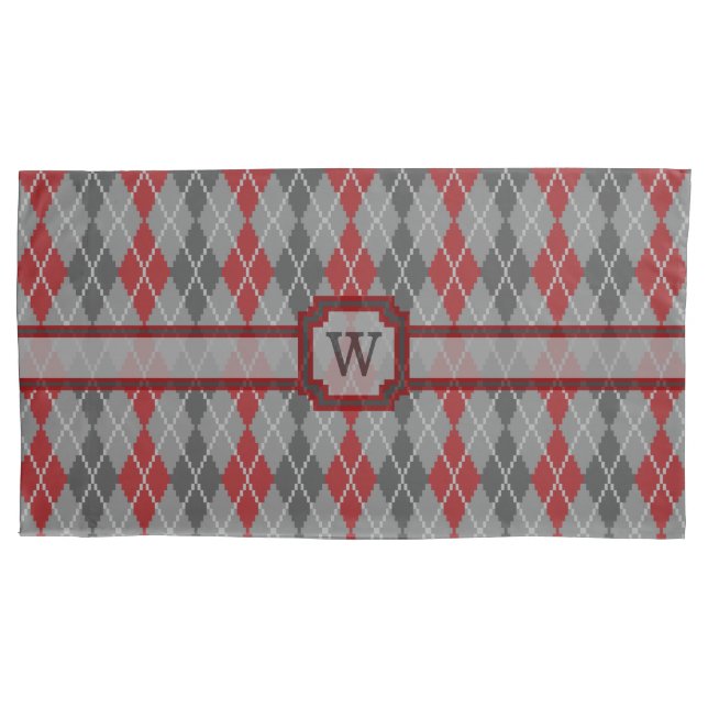 Capa de Travesseiro Argyle Cinzas e Brasas (Frente)