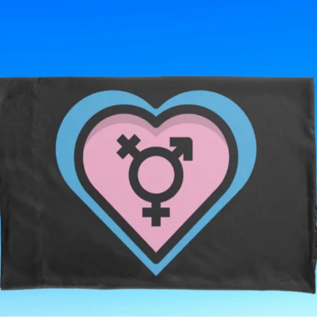 Capa de Travesseiro Coração do Orgulho Trans (Criador carregado)
