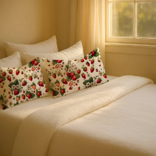Capa de Travesseiro Floral de Morango Cottage Core
