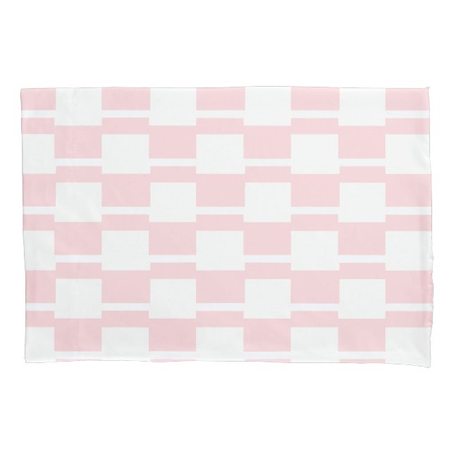 Capa de Travesseiro Listra Branco e Rosa Quadrado (Frente)