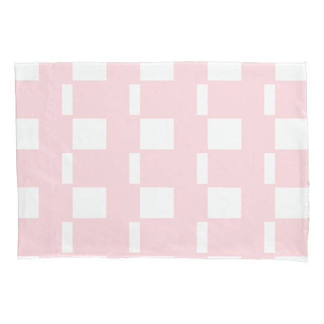 Capa de Travesseiro Listra Branco e Rosa Quadrado (Frente)