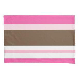 Capa de Travesseiro Listra Rosa e Marrom