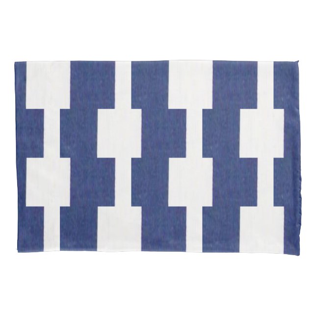Capa de Travesseiro Listrada Branca e Azul (Frente)