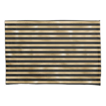 Capa de Travesseiro Listrada Preto e Dourado para 