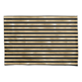 Capa de Travesseiro Listrada Preto e Dourado para 