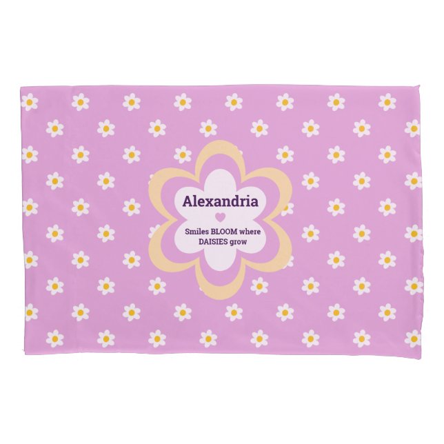 Capa de Travesseiro Standard Pink Daisy-Chain (Frente)