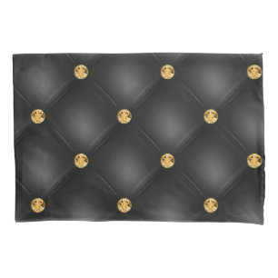 Capa de Travesseiro Tufted Preto Elegante com Diam