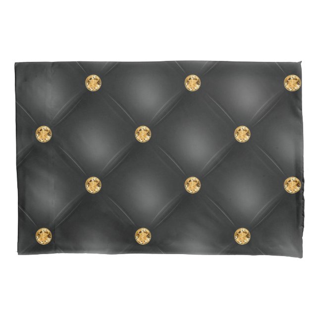 Capa de Travesseiro Tufted Preto Elegante com Diam (Frente)