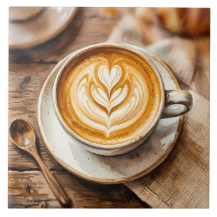Capa de Xícara de Espresso em Aquarela Arte Latte