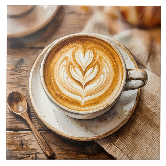 Capa de Xícara de Espresso em Aquarela Arte Latte (Frente)