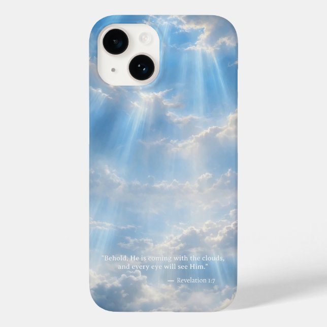 Capa do iPhone 14 • Nuvens Luminosas com Escritura (Verso)