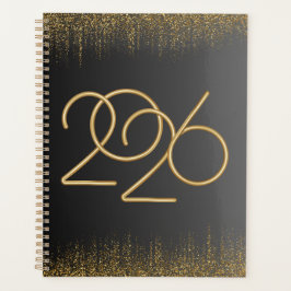 Capa do planejador preto e dourado minimalista de