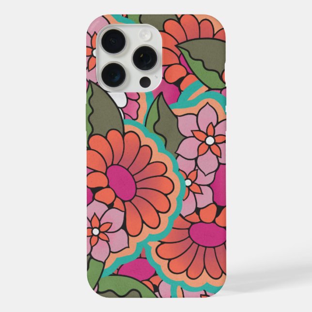Capa floral retrô para iphone 15 pro max. (Verso)