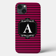 Capa iPhone 8/ 7, Listras Duras, Rosa, Monograma