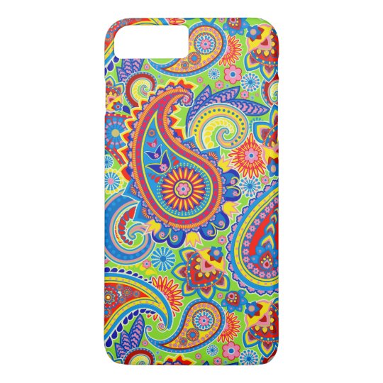 Capa iPhone 8 Plus/7 Plus Teste padrão retro colorido de Paisley