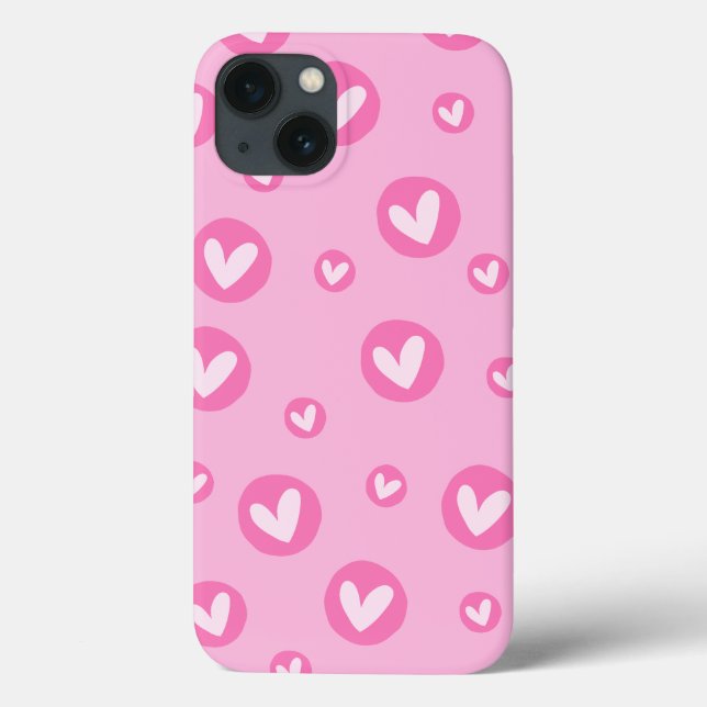 Capa IPhone Padrão de Corações Rosa (Verso)