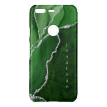 Padrão de Geode do Emerald Glam Faux Agate com Nom