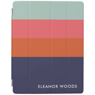 Capa Smart Para iPad Azul Cor-de-rosa-rosa-escuro Ampla Faixa Nome Pers