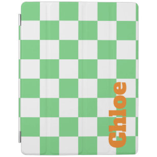 Capa Smart Para iPad Azulejo da placa de xadrez verde retrorada Y2K