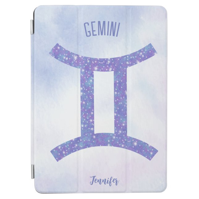 Capa Para iPad Air Bonito Símbolo de Astrologia Gemini Roxo Personali (Frente)