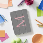 Capa Para iPad Air Cinzas - Letra Elegante Feminina com Monograma Ros<br><div class="desc">Cinzas Modernas Blush Elegante Monogramas feminino cor-de-rosa capa de ipad de roteiro de Na moda feminino</div>