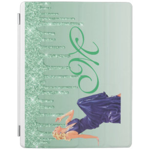 Capa Smart Para iPad Elegante Gama Elegante de Teal Verde Monograma
