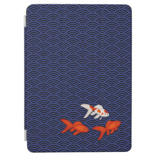 Capa Para iPad Air Fantail Goldfish no padrão de onda de Seigaiha Jap