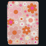 Capa Para iPad Air Flores Retro Cor-de-rosa Cor-de-rosa Cor-de-rosa<br><div class="desc">Flores retrorreflectoras coloridas: arte floral - tons quentes   fundo de pêssego e flores brancas,  cor-de-rosa-pincel,  laranja e amarelas.</div>