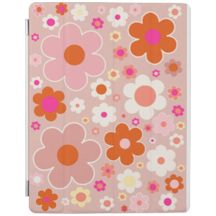 Capa Smart Para iPad Flores Retro Cor-de-rosa Cor-de-rosa Cor-de-rosa