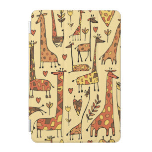 Capa Para iPad Mini Girafas engraçadas esboçando, um padrão perfeito p