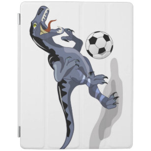 Capa Smart Para iPad Ilustração De Um Dinossauro Raptor Jogando Futebol