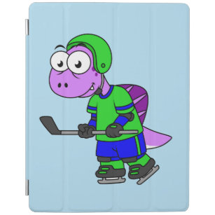 Capa Smart Para iPad Ilustração De Um Jogador De Hockey Com Espinossaur