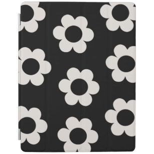Capa Smart Para iPad Les Fleurs 02 Flores Retro Florais Pretas E Branca
