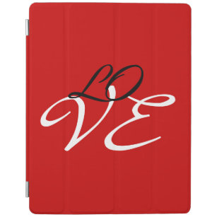 Capa Smart Para iPad Love Red White Black Color - Script de Caligrafia