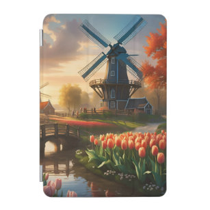 Capa Para iPad Mini Moinho de vento em campo holandês por rio com Tuli