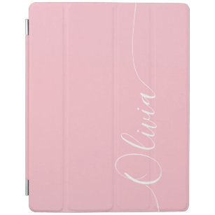 Capa Smart Para iPad Nome do Script de Caligrafia Elegante Branco Rosa