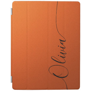 Capa Smart Para iPad Nome do Script de Caligrafia Elegante Laranja Pret