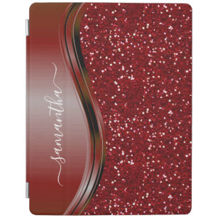 Capa Smart Para iPad Nome manuscrito Glam Red Metal Glitter