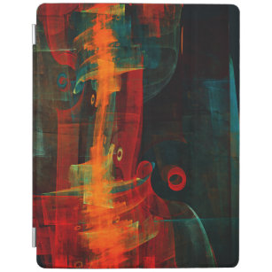 Capa Smart Para iPad Padrão de Abstrato de Arte Moderno Vermelho Azul-L