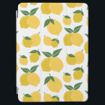 Capa Para iPad Air Padrão De Limão Fruta Retroativa Amarelo Em Branco<br><div class="desc">Impressão de Fruta de retrô - Padrão de limão - Amarelo em branco.</div>