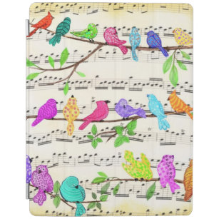 Capa Smart Para iPad Primavera de Aves Musicais Coloridas