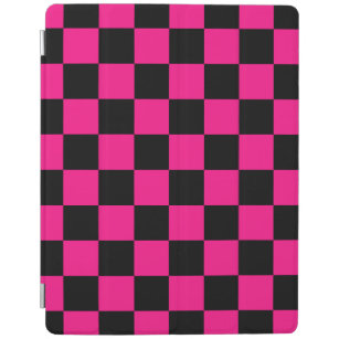 Capa Smart Para iPad Quadrados verificados retro geométrico preto-rosa-