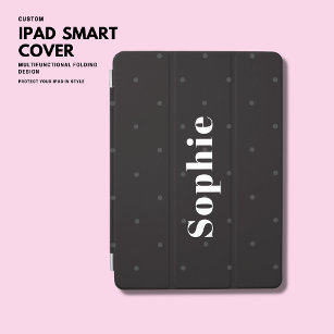 Capa Smart Para iPad Retro Simples de Monograma de Bolinhas Preta Moder