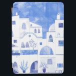 Capa Para iPad Air Santorini - Ilhas Aquarela Gregas<br><div class="desc">Pintura de paisagem branca e azul de aquarela baseada na ilha grega de Santorini. Arte original de Nic Squirrell.</div>