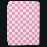 Capa Para iPad Air Verificação rosa, padrão da placa de xadrez, verif<br><div class="desc">Padrão verificado - quadro branco cor-de-rosa e creme.</div>