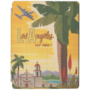 Capa Smart Para iPad Viagens vintage, Voe Twa Para Los Angeles