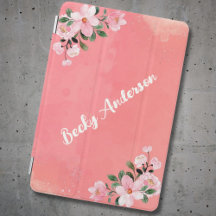 Aquarela Floral Rosa sobre Pêssego