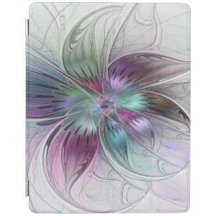 Capa Smart Para iPad Arte Fractal Moderna Floral Colorida Abstrato